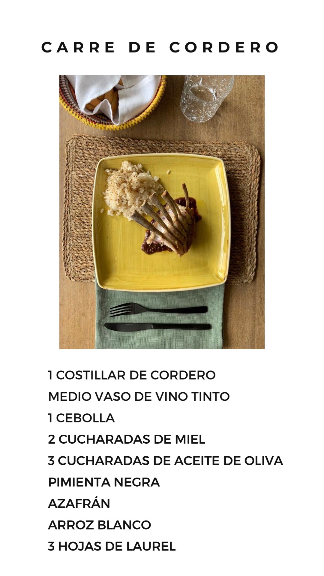 carre de cordero con salsa de vino y miel