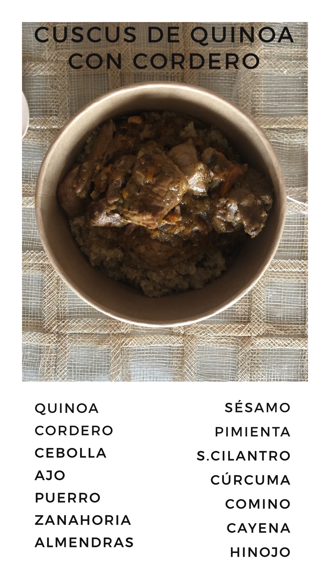 cuscus de quinoa con cordero